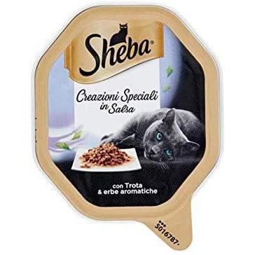 Sheba Creazioni Speciali in Salsa con Trota e Erbe Aromatiche 85gr Sheba Creazioni Speciali in Salsa con Trota e Erbe Aromatiche 85gr